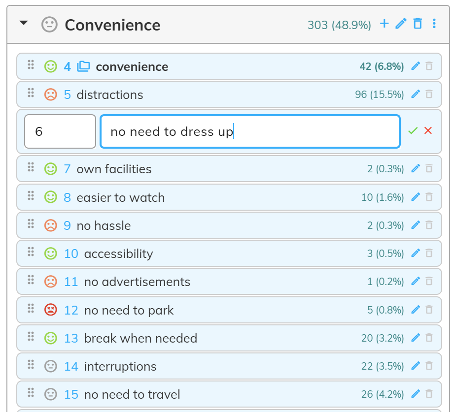 codeit's Refine Codeframe Tool - editing codes